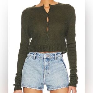 danielle guizio forest green mohair cardigan size xs/small